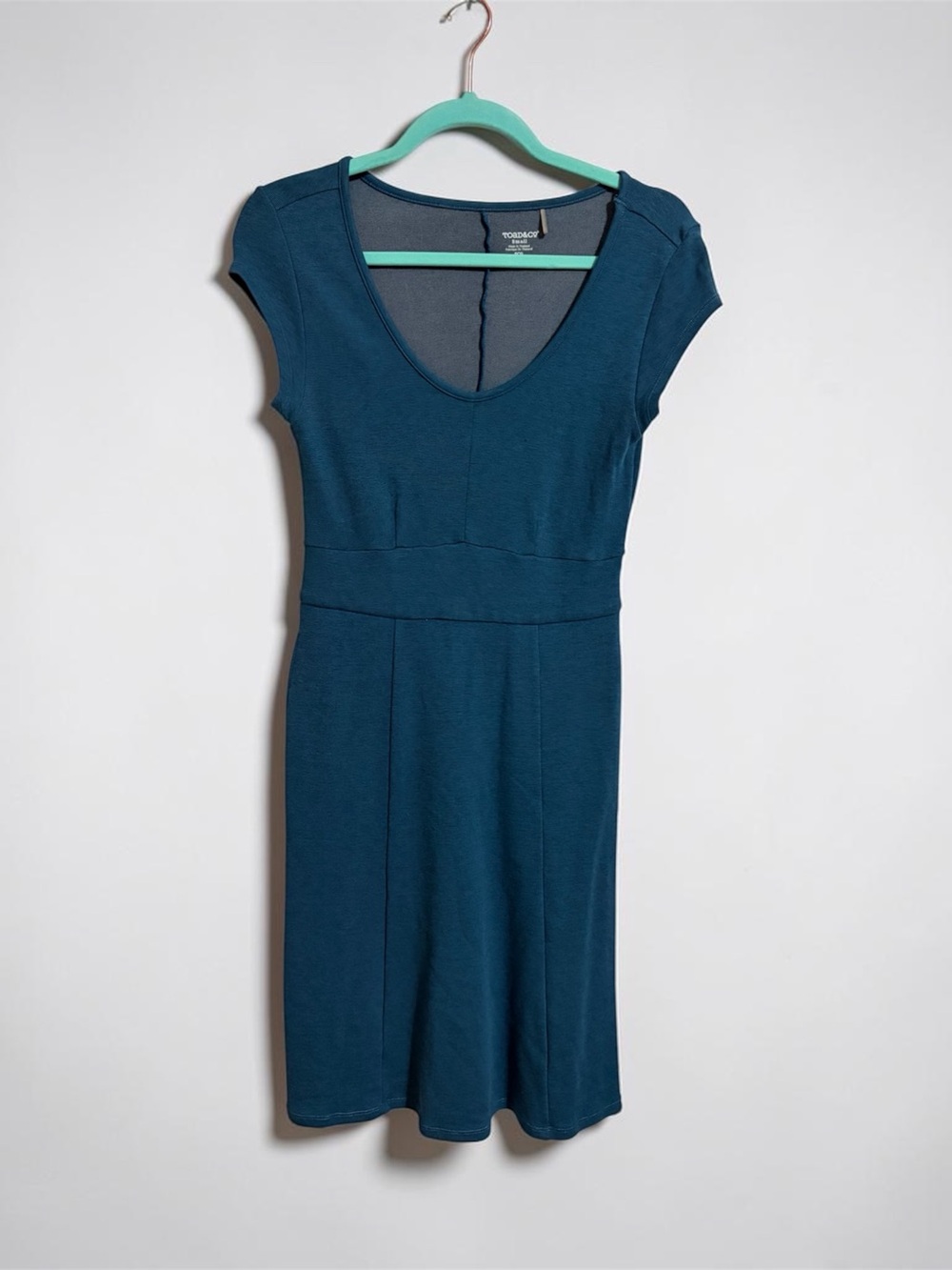 Toad&Co Teal Cap-Sleeve Mini Dress